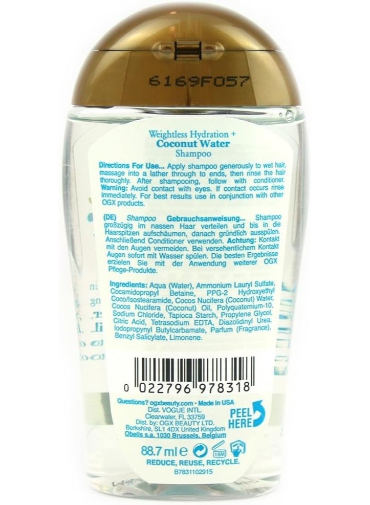 Ogx Weightless Hydration Shampoo + Coconut Water, 88.7 ml - Image 3